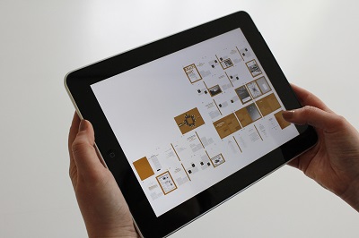 woman holding tablet