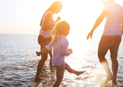 family at the beach